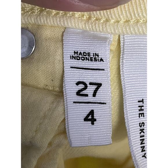 LOFT Jeans Womens 27/4 Yellow The Skinny Raw Hem Stretch Denim Ankle Zip Fly - Picture 11 of 12